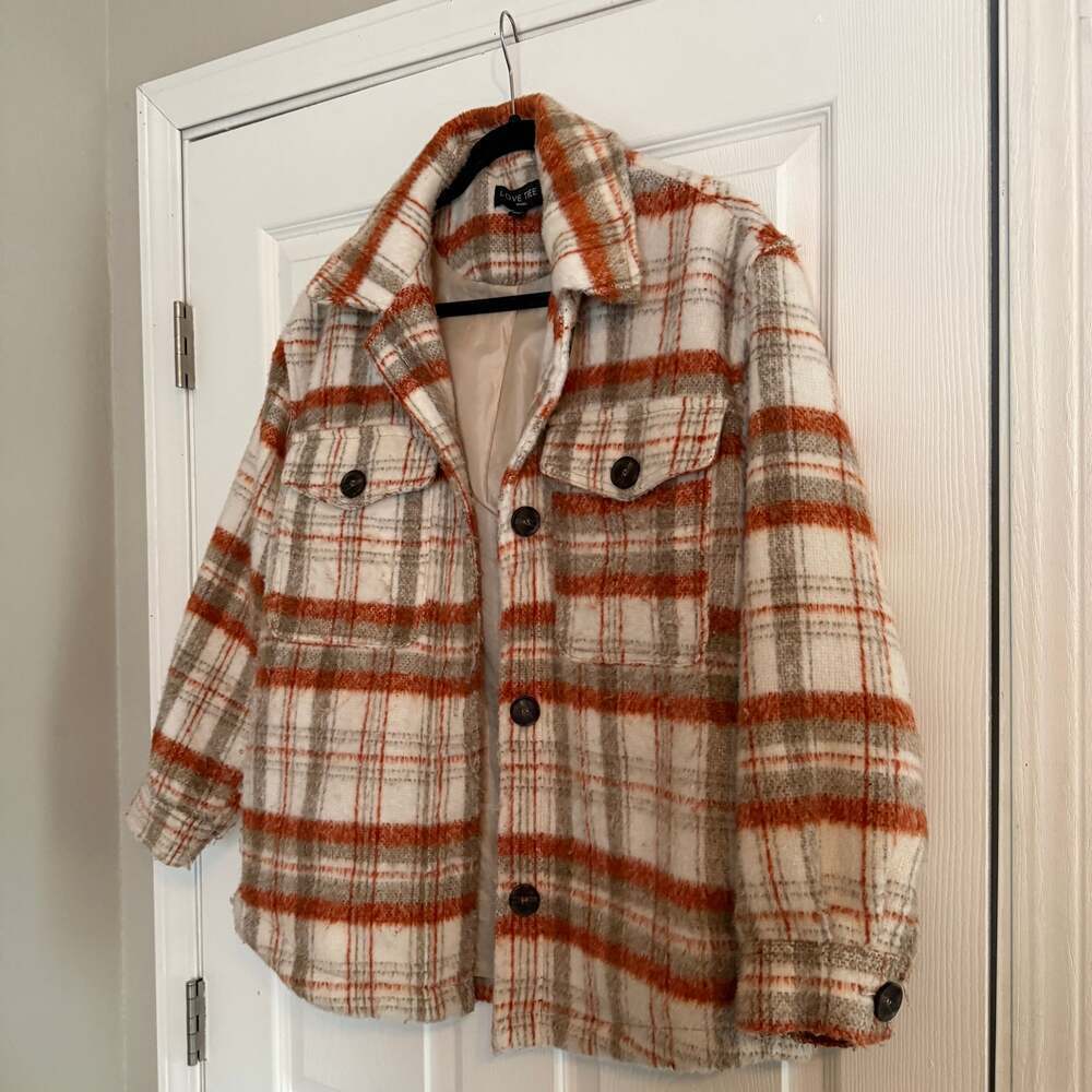Plaid Button Down Shacket - Picture 2 of 5